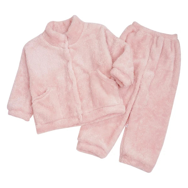 Girl Boy Sleepwear Zipper Pajamas Set Elastic Loungewear Outerwear Nightwear