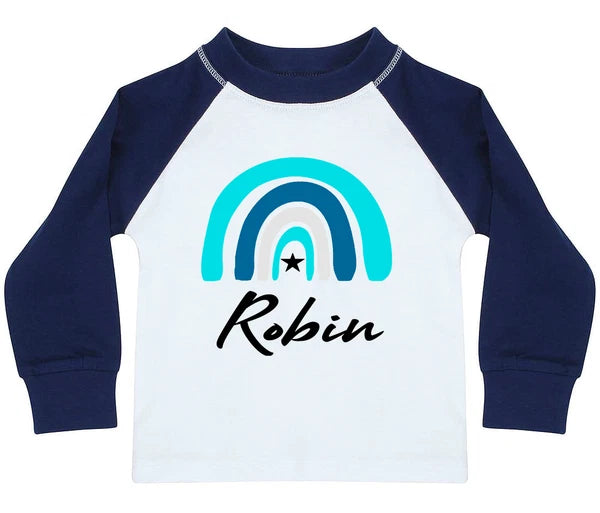 Personalised Boys Pyjama Set, Rainbow, Toddler Pyjamas, Blue Pyjamas, Boys Pyjam