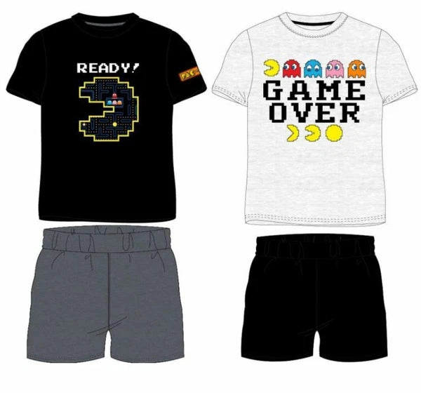 Boys PAC-MAN Gaming Short Sleeve Pyjamas pjs set, Official 7-12 yrs