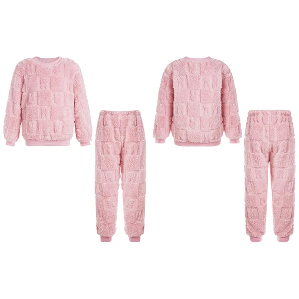 Kids Girls Outfits Fall Pajamas Set Plush Loungewear Trousers Homewear Casual