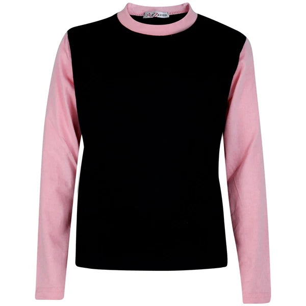 Kids Boys Girls Contrast Color Pjs Plain Stylish Pyjamas Set New Age 2-13 Years