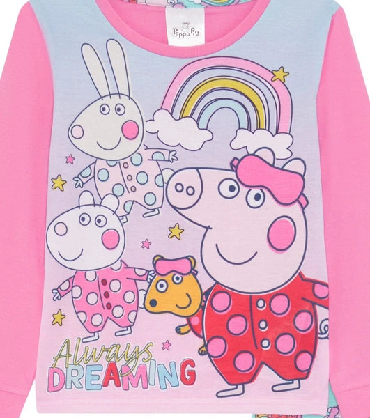 Girls Peppa Pig Toddler / Younger Pyjama Set Pink Size 18m- 5 Years Long Sleeved