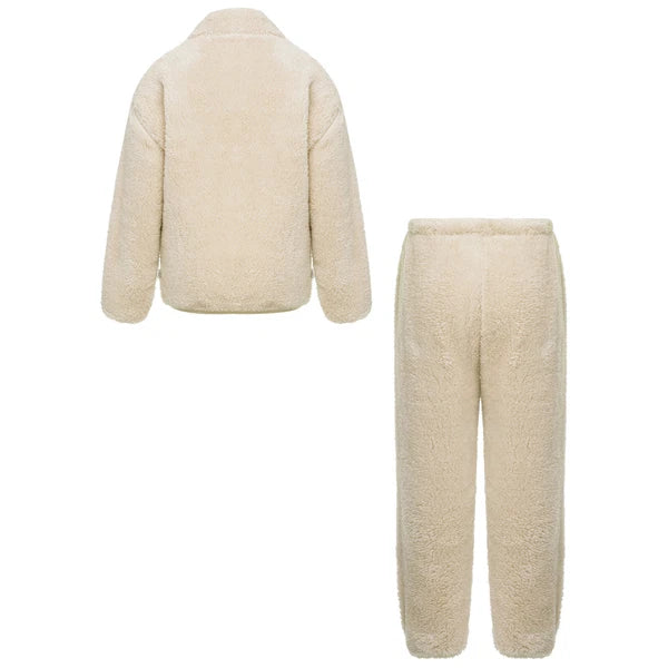 Unisex Kids Outfits Winter Set Long Sleeve Sleepwear Zipper Stand Collar Casual