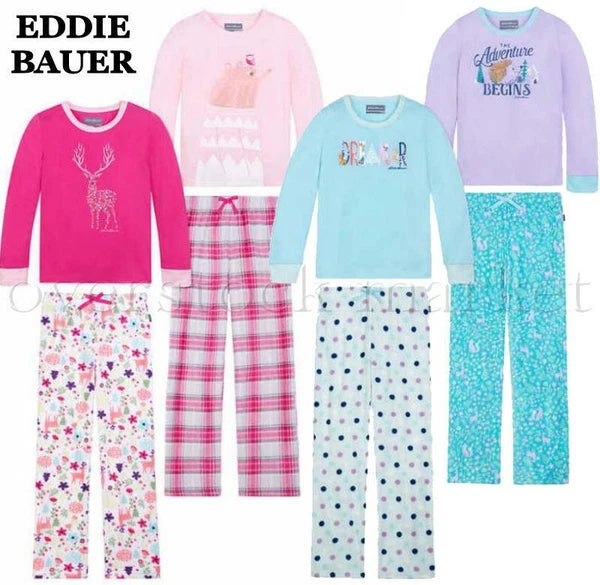 NEW! GIRLS EDDIE BAUER 4 PIECE PAJAMA SET! ADVENTURE AWAITS SERIES! VARIETY