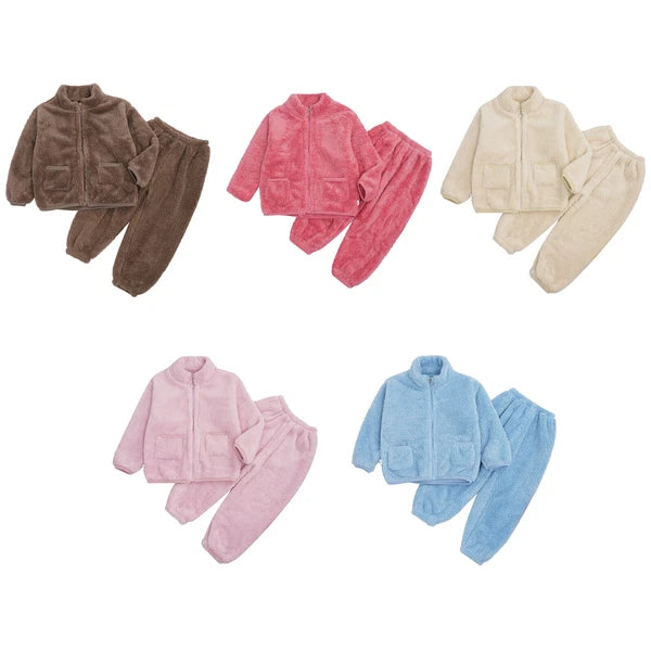 Unisex Kids Sleepwear Tops Outfits Training Set Long Sleeve Elastic Waistband