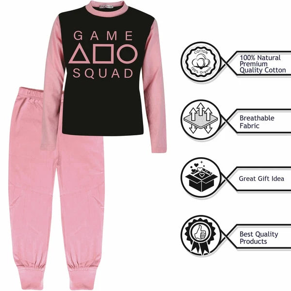 Kids Boys Girls Game Squad Cosplay Pyjamas Baby Pink Sleepwear Children PJs Set