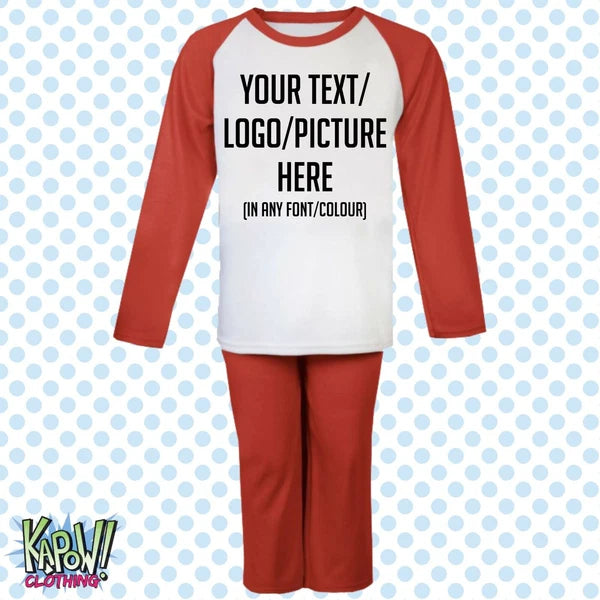 Custom Personalised Kids Baby Pyjamas PJs Raglan Sleep Night Wear Gift Toddler 2