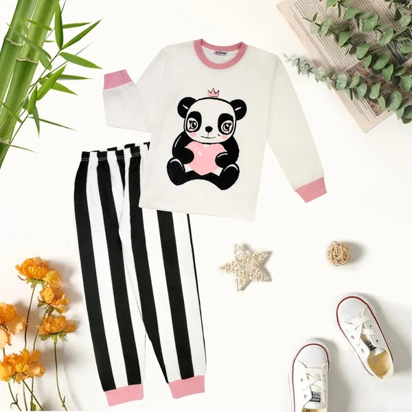 Kids Girls Boys Xmas Pyjamas Baby Pink Panda Animal Xmas Set Lounge Suit