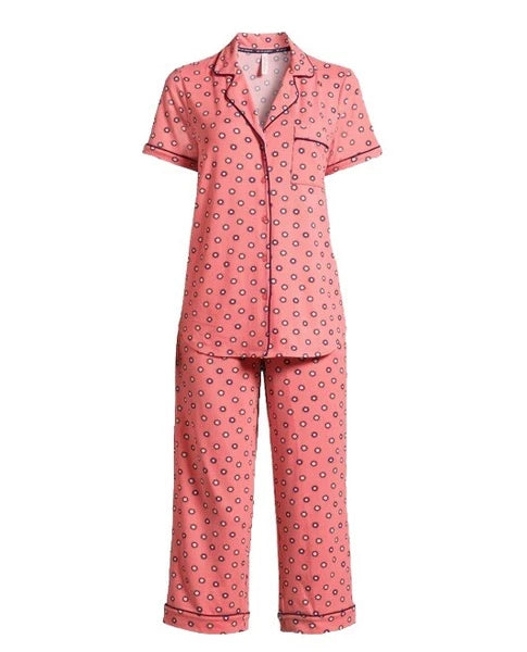 Joyspun Womens Notch Collar & Capri pants Sleep Set, Size S - 3XL