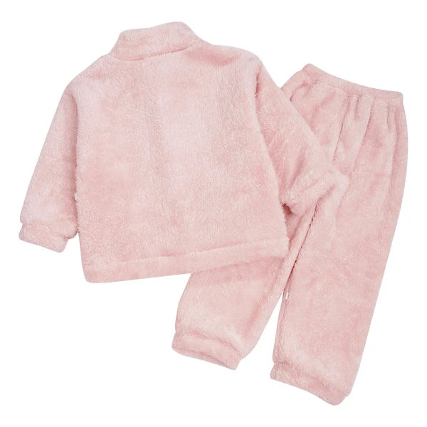 Girl Boy Sleepwear Zipper Pajamas Set Elastic Loungewear Outerwear Nightwear