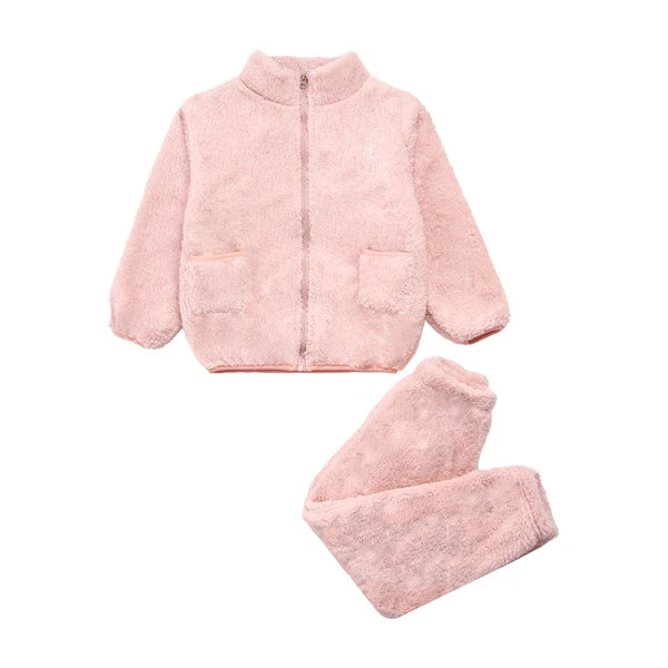 Unisex Kids Pajama Tops Outfit Zipper Set Suit Costume Soft Nightwear Boys Warm