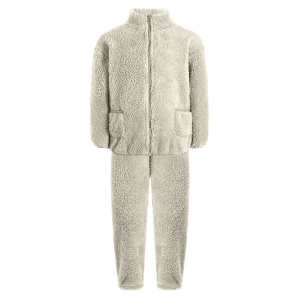 Unisex Kids Pajama Girls Outfit Stand Collar Set Jacket Nightwear Zipper Warm