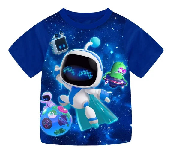 4-10-year-old Astro bot boys' sleepwear set with short sleeved Tshirt and shorts