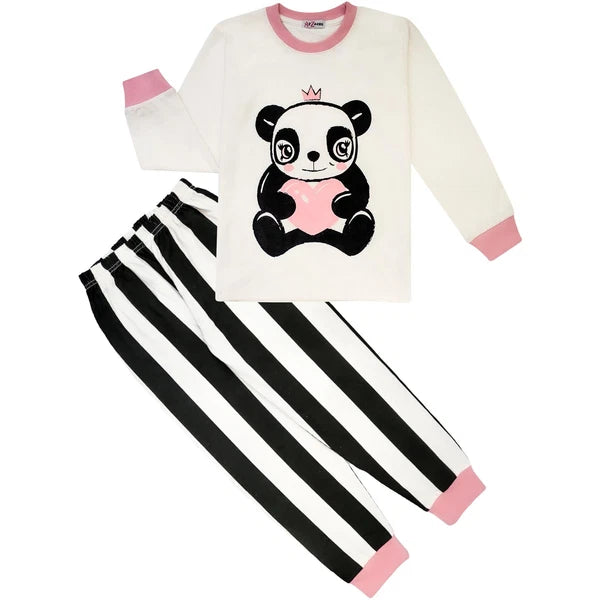 Kids Girls Boys Xmas Pyjamas Baby Pink Panda Animal Xmas Set Lounge Suit