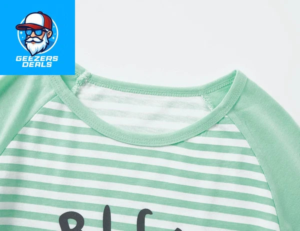 Pajamas for Girls Size 6-16 Pants & Long Sleeve Jammies Glitter Heart & Stripe T