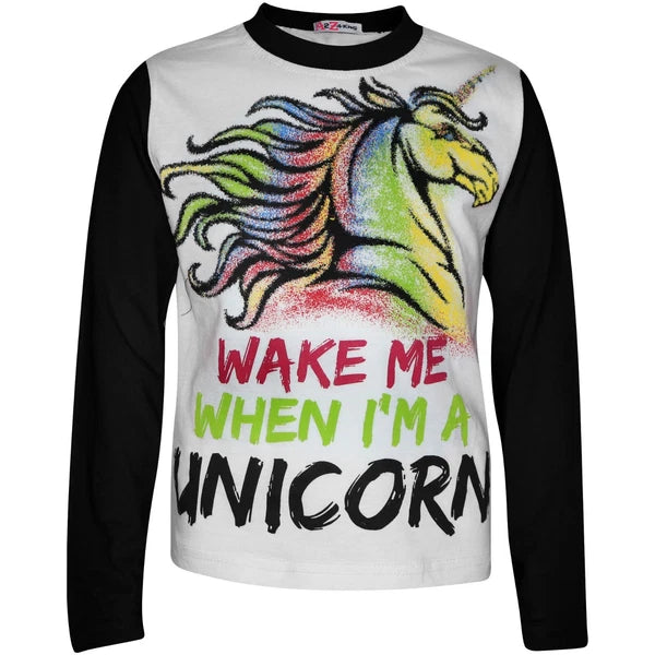 Kids Girls Wake Me When I'M A Unicorn Pyjamas Lounge Wear Nightwear PJS 5-13 Yr