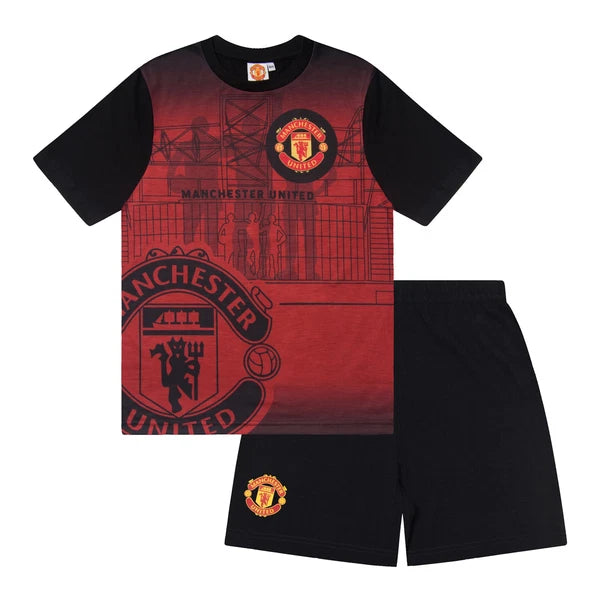 Manchester United Boys Short Pyjamas - Official Kids Football Sleepwear Gift