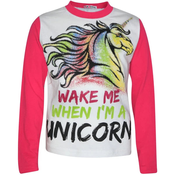 Kids Girls Wake Me When I'M A Unicorn Pyjamas Lounge Wear Nightwear PJS 5-13 Yr