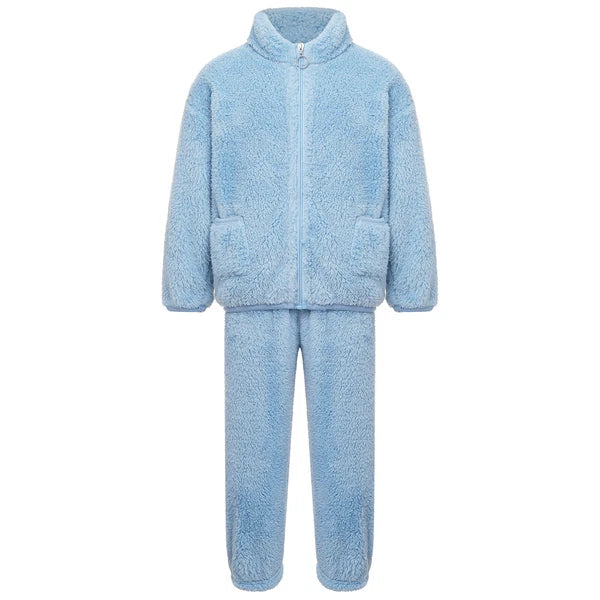 Unisex Kids Sleepwear Long Sleeve Outfits Girls Set Flannel Elastic Waistband