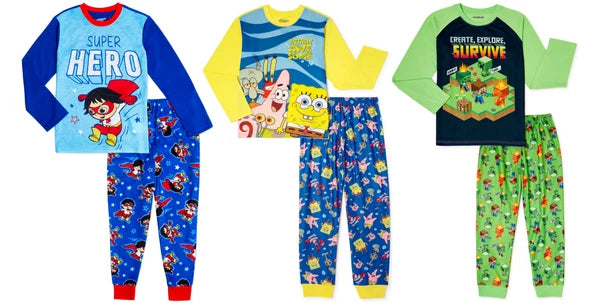 Minecraft / Ryan's World Superhero / SpongeBob Boys Long Sleeve Pajamas 2-PC Set