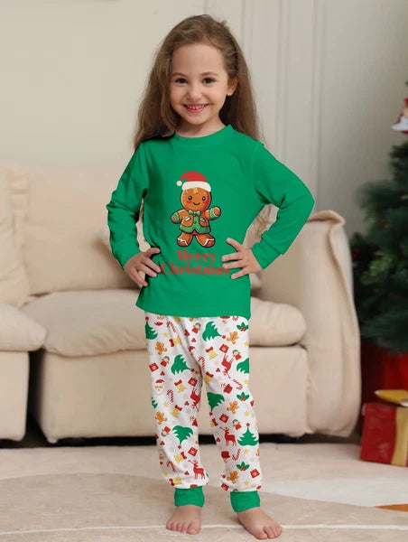 Christmas Family Matching Pyjamas Adult Kids Baby Gingerbread Man Nightwear Set
