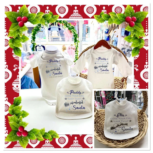 🎄 Personalised Boys Christmas Eve Pyjamas 0-10y Santa On Way Family Matching