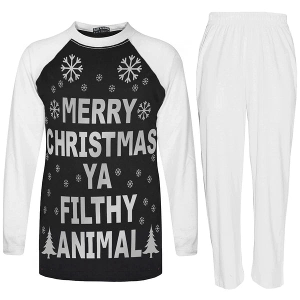 Kids Girls Boys PJ'S YA FILTHY Print Christmas Pyjamas Set 2-13
