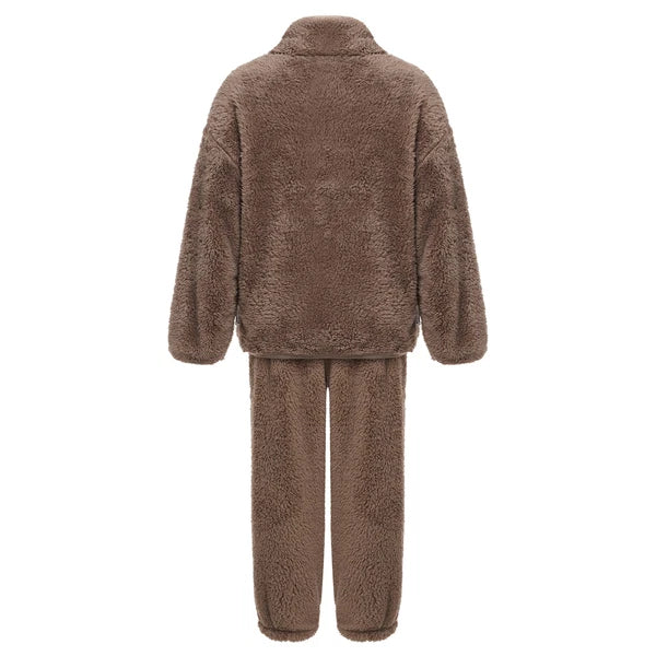 Unisex Kids Sleepwear Training Outfits Warm Set Long Sleeve Stand Collar Zipper