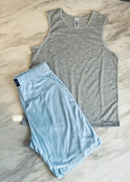 Ck Calvin Klein-Boys Short Sleeve Button-down Shirt and Shorts Pajama Set 3 NEW