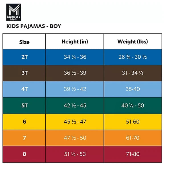 Member's Mark Toddler & Boys 4-Piece Organic Cotton Pajama Set