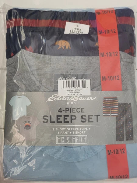 Eddie Bauer KIds 4-Piece Sleep Set Two Shirts, One Jogger, One Short