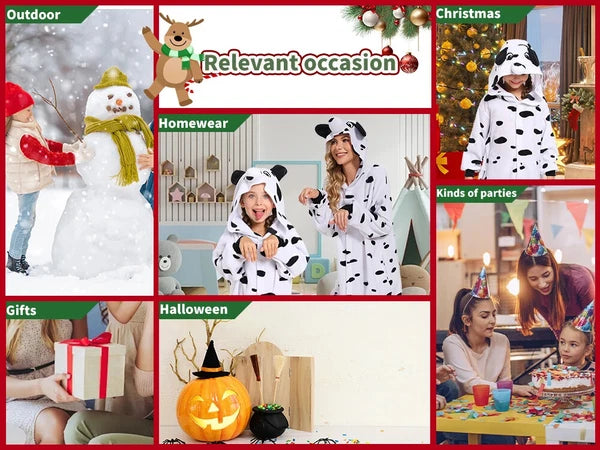 Kids Dalmatian Costumes One-piece Pyjamas Christmas Dog Cosplay Pajama Homewear