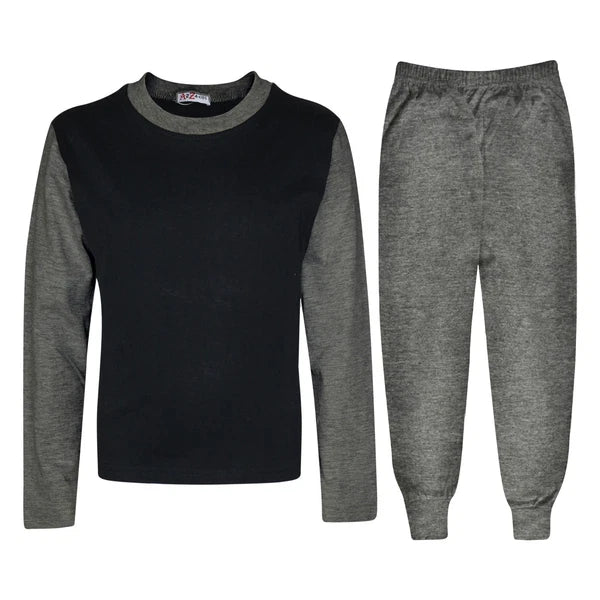 Kids Boys Girls Contrast Color Pjs Plain Stylish Pyjamas Set New Age 2-13 Years