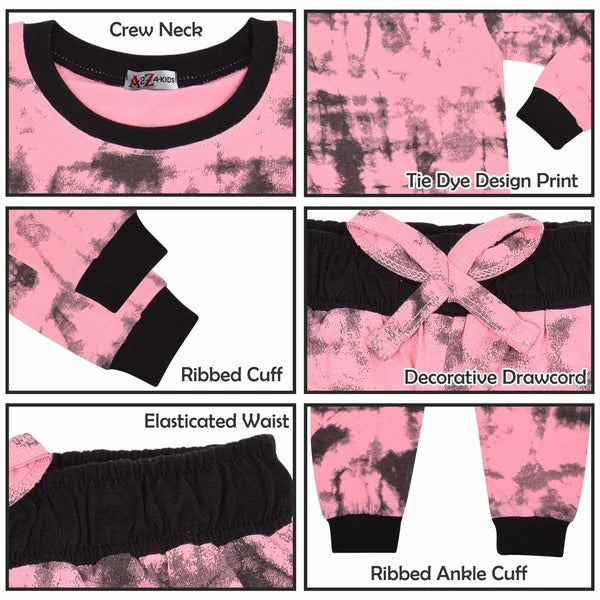 A2Z 4 Kids Girls Pyjamas Children PJs 2 Piece Set Tie Dye Baby Pink for Children