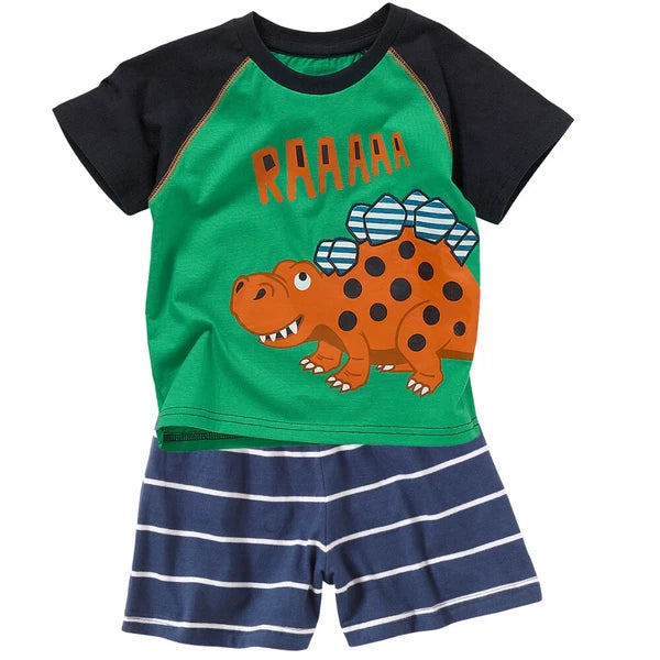 Boys Short Summer Pyjamas Dinosaur Shark Crocodile T-Rex Cotton 12mth-6yr Bedlam