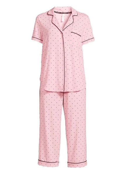 Joyspun Womens Notch Collar & Capri pants Sleep Set, Size S - 3XL