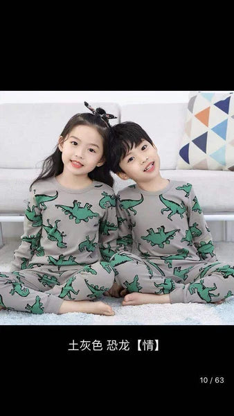 Kids Pajamas Set for Boys/Girls Pjs Baby 100% Cotton Long Sleepwears (dinosaur)