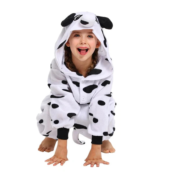 Kids Dalmatian Costumes One-piece Pyjamas Christmas Dog Cosplay Pajama Homewear