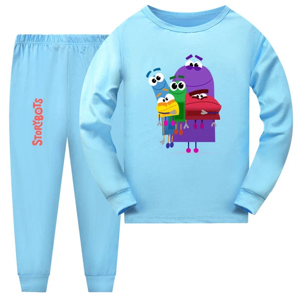 New Boy Story Robot Long Sleeve T-shirt Long Pants Casual Pajama Set Gift