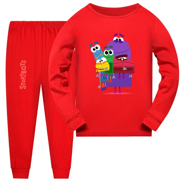 New Boy Story Robot Long Sleeve T-shirt Long Pants Casual Pajama Set Gift