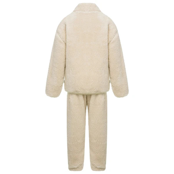 Unisex Kids Set Solid Color Outfits Flannel Sleepwear With Pants Homewear Girls