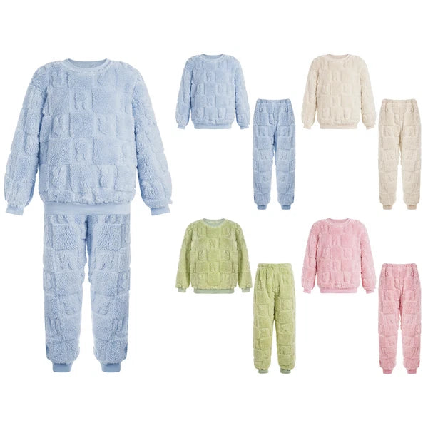 Kids Girls Pajamas Set Plush Loungewear 2Pcs Outfits Flannel Sleepwear Soft