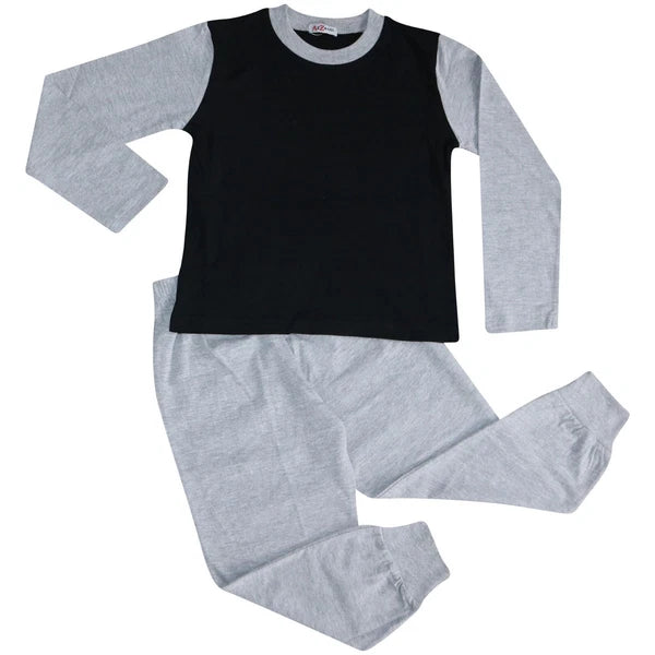 Kids Boys Girls Contrast Color Pjs Plain Stylish Pyjamas Set New Age 2-13 Years