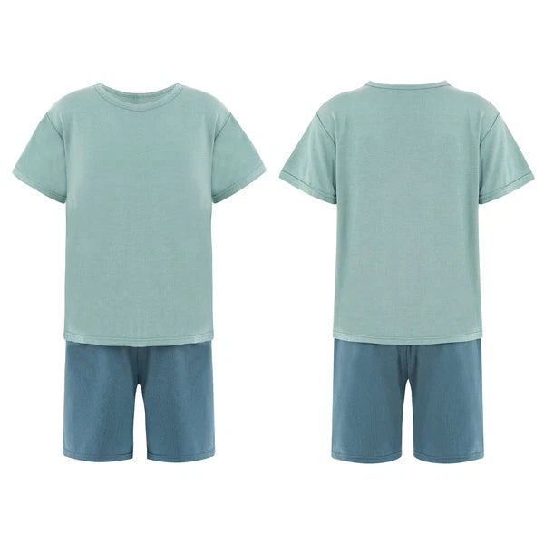 Kids Boys Girls Underwear T-shirt Pajama Set With Pants Nightwear Winter Tops