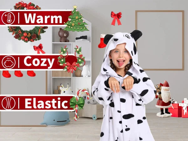 Kids Dalmatian Costumes One-piece Pyjamas Christmas Dog Cosplay Pajama Homewear