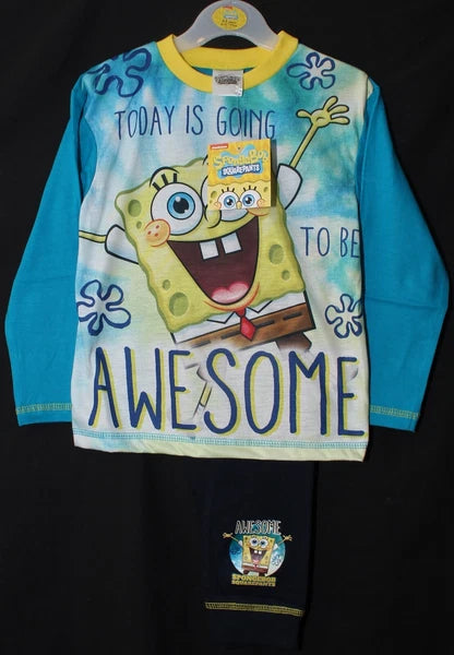 Boy's SPONGEBOB SQUAREPANTS Pyjamas / Long-Sleeved PJs - Sizes 4-10 Years
