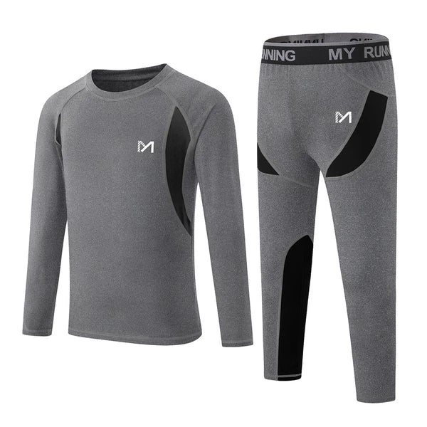 Kids Thermal Underwear Set Soft Fleece Lined Long Johns Warm Baselayer For Ski