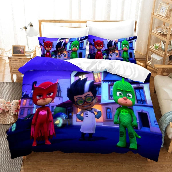 Kids PJ Masks 3D Quilt/Duvet/Doona Cover Bedding Sets + Pillowcases - Single
