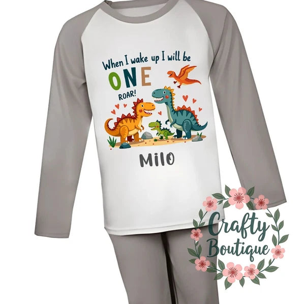 1st Birthday PJs, Personalised First Birthday Pajamas, When I Wake Up One - 1123