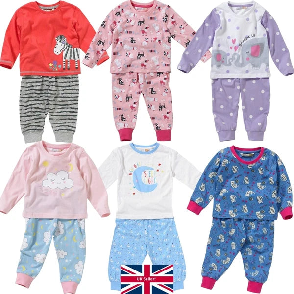 Toddler Girls Long Pyjamas Elephant Kitten Bunny Rabbit Dog Dream Snuggle 6-23 m